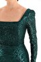 Square Neck Sequined Evening Dress - 3