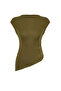 Haki Dik Yaka Büzgü/Drape Detaylı Fitted/Vücuda Oturan Asimetrik Örme Bluz TWOSS24BZ00534 - 6