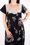 Black Handcrafted Sile Cloth Short Sleeve Dress