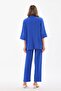 Women's Bürümcük Wide Leg Kimono Top and Bottom Set Blue - 8