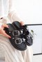 Glamour Double Banded Gold Buckle Detailed Daily Comfort Women's Slippers - 4