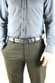 Genuine Men's Leather Belt 3.5 cm Navy Blue Classic Fabric Trouser Belt - 3