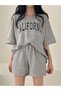 Los Angeles California - Gray T-Shirt and Shorts Set, Printed Crew Neck - 6
