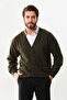 Sanfa Men's V-Neck Pure Wool Cardigan 2634 Green