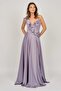 Women's Ruffle Detailed Satin Evening Dress 5921180 Lilac - 6