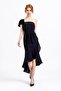 Women's Black Front and Back Detail Underwire Evening Dress 1834