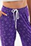 Women's Patterned Waist Strap Comfortable Form Trousers 23498 Purple - 4