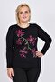 Women's Black Floral Embroidery Detailed Blouse 3320806