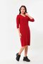 Women's V-Neck Button Detailed Dress 22445 Claret Red