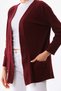 Women's Pocket Detailed Cotton Long Jacket 23976 Claret Red - 4