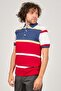 Men's Polo Neck Block Patterned T-shirt 0249821 Indigo - 3