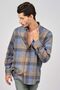 قميص رجالي مقلم بأكمام طويلة من الصوف 0171100 A.brown - 3
