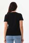 Women's V-Neck Short Sleeve Cotton Blouse 23101 Black - 4