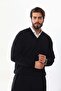 Sanfa Men's V-Neck Pure Wool Sweater 4103 Black - 3