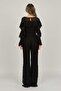 Women's V-Neck Evening Dress Jumpsuit with Ruffled Sleeves 5921155 Black - 5