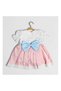 Margaret Girl's Blue Ribbon Scallop Dress White Pink Short Sleeve Birthday Dress Scallop Dress