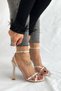 Mojave Beige Patent Leather Two-Strap Stone Buckle Detail Women's Sandals - 2