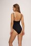 Thin Strap Flat Neckline Swimsuit Black - 3