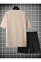 Beige Universe Printed Top and Bottom Shorts T-shirt Set - 3