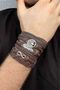 6-Piece Infinity Tree of Life Leaf Pattern Brown Genuine Leather Bracelet - 2