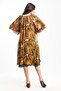 Authentic Voile Cotton Midi Tropical Leaf Patterned Mustard Dress - 4