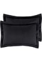 Soft Textured Skin Friendly 100% Cotton Black Flounce Edge Pillow Case 50X70 cm 2 Pieces Decorative