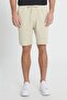 Men's Beige Standard Fit Regular Cut Cotton Knitted Shorts with Pockets - 2