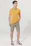 Men's Yellow Slim Fit Narrow Cut Polo Neck Pocketed Short Sleeve Linen Look T-Shirt - 4