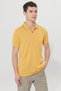 Men's Yellow Slim Fit Narrow Cut Polo Neck Pocketed Short Sleeve Linen Look T-Shirt - 7