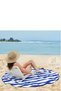 Round Beach Camping Picnic Cloth Striped Folding Cotton Fabric In-Tent Ground Cover 130cm - 6