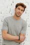 Men's Gray Standard Fit Regular Cut Crew Neck 100% Cotton Knitwear T-Shirt - 3