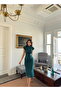 Half Throat Stone Brooch Detailed Pen Dress - 5
