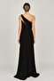 Women's One Shoulder Chiffon Evening Dress 47754697 Black - 5