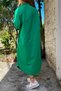 Women's Green Poplin Long Pocket Shirt Dress BST700-3555 - 3