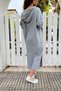 Women's Gray Hooded Pocket Sequin Loose Linen Look Long Dress Rsd1224 - 3