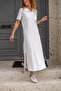 Women's White Polo Collar Side Slit Long Dress BST700-3525