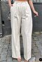 Women's Raw Linen Elastic Waist Palazzo Trousers - 6