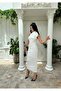 Women's White Imported Crepe Fabric Rose-Detail Lined Design Dress - 3