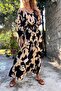 Women's Black Elastic Waist Belted Off-Shoulder Long Dress Bst-3628Black