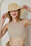 Women's Hand-Knitted Beige Straw Hat - Afra - 3