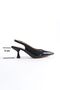 Black Patent Leather Open Back Goblet Heeled Shoes Heel Height 5 Cm - 2
