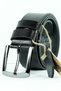 Genuine Buffalo Leather Men's Belt 4 cm Black Denim Fabric Trousers Sports Belt