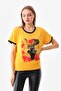 Women's Patterned and Text Detailed Short Sleeve Blouse 23085 Yellow - 3