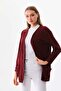 Women's Pocket Detailed Cotton Long Jacket 23976 Claret Red