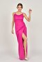 Women's Draped Strap Evening Dress 5924058 Fuchsia - 6