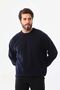 Sanfa Men's Crew Neck Pure Wool Sweater 4114 Navy Blue - 3
