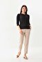 Women's Tie-Up Collar Three-Quarter Sleeve Blouse 23632 Black - 2