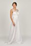 Women's Sequined Long Evening Dress 0990346 Ecru - 2