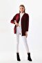 Women's Pocket Detailed Cotton Long Jacket 23976 Claret Red - 2