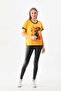Women's Patterned and Text Detailed Short Sleeve Blouse 23085 Yellow - 2